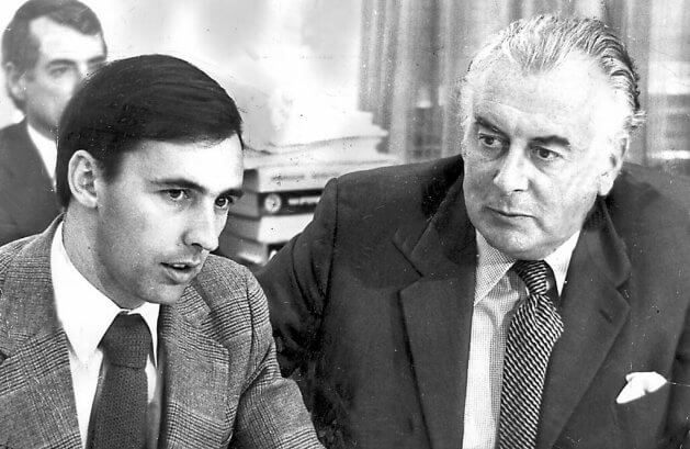 Whitlam with a young Paul keating.