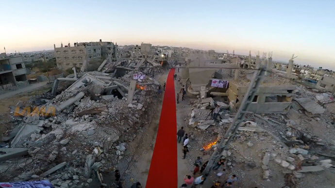 Red carpet in Gaza for the Karama Human Rights Film Festival.
