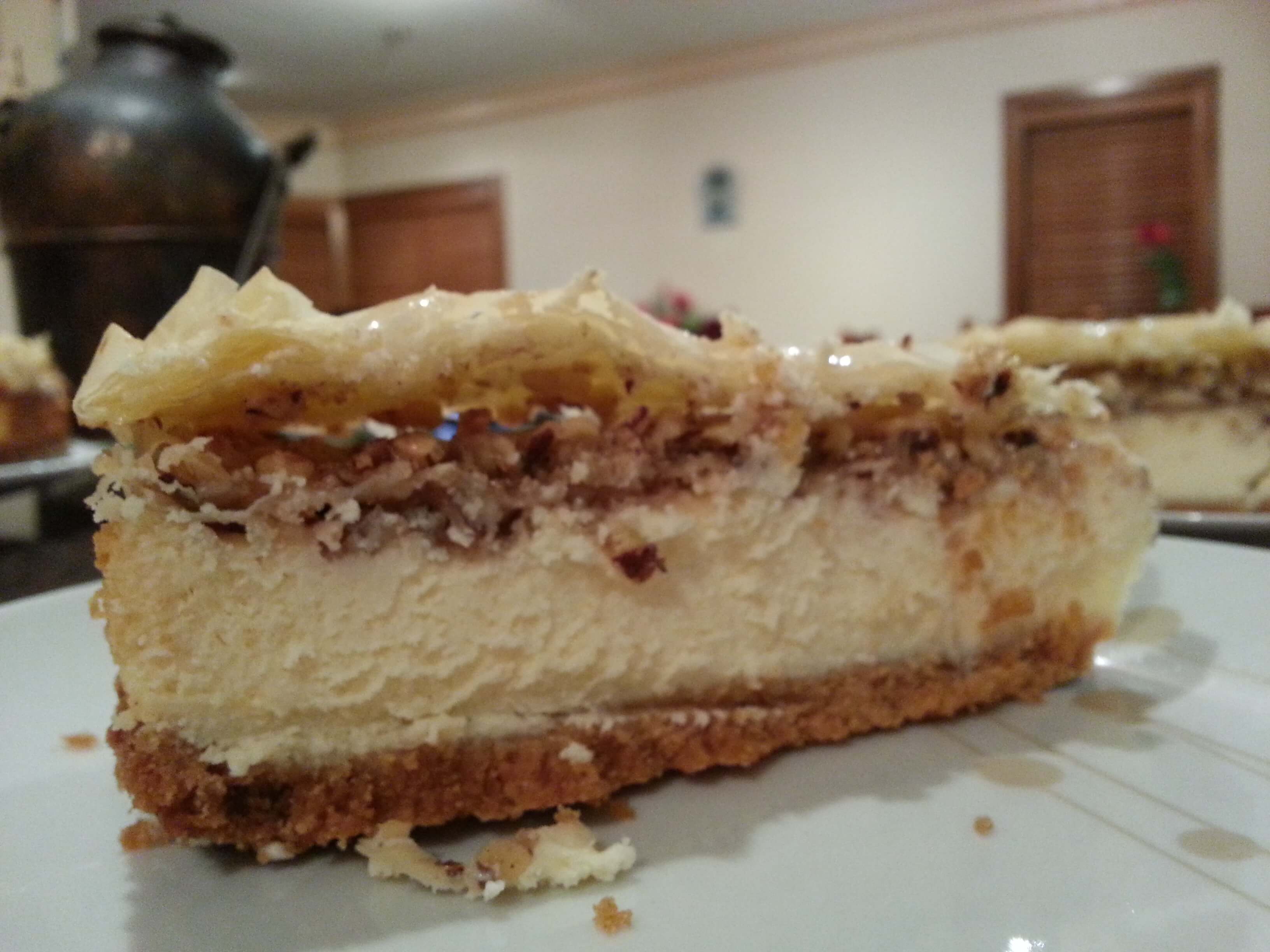 East meets West in this baklwa cheesecake. By: Miran Hosny